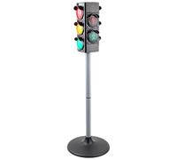 Traffic Light Toy with Sound, 27.2 in / 69 cm Adjustable Height, Simulated Light, Educational Traffic & Crosswalk Signal for Young Drivers Role Play, Black