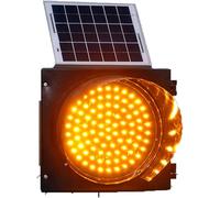 Traffic Light - Yellow Traffic Signal Light with Solar Panel, Flashing Warning Lighting for Intersections, Roads, Toll Booths, Curves, Bridges(300mm/12in)