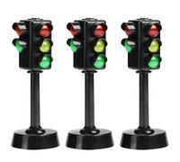 Traffic Lights for Kids, 3PCS 4.7 inch Mini Toy Road Signs, LED Toy Traffic Lights with Horn Sound, Early Education Stop Signs