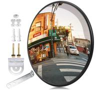 Traffic Mirror, 30 cm Convex Mirror for Garage and Driveway, Adjustable Wide Angle Traffic Mirror for Traffic, Driveways, Warehouse, Yard, Shops (Supports Indoor and Outdoor Use)