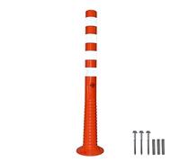 Traffic Post for Road Safety 100x 8CM | Reflective Flexible Guide Orange Impact Resistant Channelizer Post with Screw and Anchor Unbreakable Spring Sign Board Attachable Socket