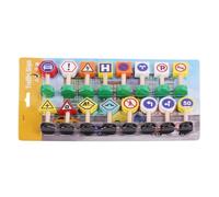 Traffic Road Signs - 16x Wooden Street Play Set, Educational Learning Toy, Realistic Traffic Signal Blocks, Interactive Early Education Game, Road Safety Toys for Small Kids Girls Boys Preschool