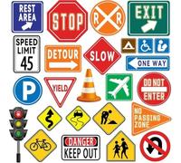 Traffic Road Signs Wall Stickers 25pcs PVC Reusable