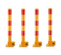 Traffic Safety Bollard - Durable Steel Parking Barrier Post with Reflective Tape for Enhanced Visibility - In-Ground Installation, Powder Coated for Durability