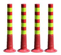 Traffic Safety Bollard, Flexible Driveway Parking Interceptor, Crash Column Warning Post, Road Cones For Garage & Outdoor Use(Red,4pcs)