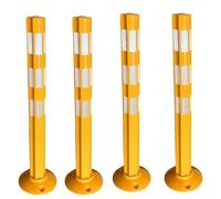 Traffic Safety Bollards, Removable Base Stanchions for Driveway and Parking Areas, Ideal for High-Traffic Zones, Set of 4