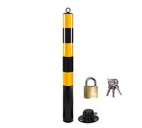 Traffic Safety Delineator Posts, Round Safety Bollard Post With Lock, Yellow Coated, 76x750mm, Parking Barrier for Garage Street Traffic Sensitive Area(76 * 750 * 2.0MM 4pcs)