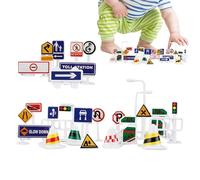 Traffic Safety Play Signs - Developmental Learning Kit, Indoor Outdoor Activity Pieces, Halloween Easter Garden Decor, Durable Weatherproof Material | Party Favor for Birthday Classroom Pre-K Fun