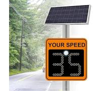 Traffic Safety Solar LED Digit Speed Sign Limited, LED Digits Speed Display, Digital Rader Speed Detector Signs, Microwave Radar Technology, IP65 Waterproof, -40°C To 70°C 50x70cm/20"x27"-Orange