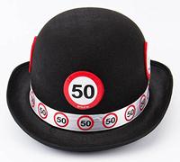 50TH BIRTHDAY BLACK BOWLER HAT TRAFFIC SIGN AGE PARTY