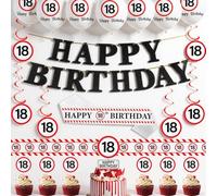 Traffic Sign Decoration 18th Birthday Boy Girl - 18th Birthday Decoration Balloons Happy Birthday Garland, Hanging Swirl Sash and Long Barrier Tape for 18th Birthday Party