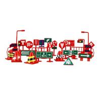 Traffic Sign Toy Set - 28pc Portable Road Sign Kit, Educational Learning Props, Colorful Street Models, Durable Plasttic Pieces | Interactive Teaching Tool For Kids Classroom Party Indoor Outdoor Use