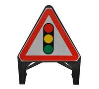 Traffic Signals Ahead 750mm Road Sign - Plastic Temporary Road Street Traffic Safety Sign for Road and Street Works Freestanding with Reflective Sign Face