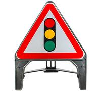 Traffic Signals Ahead 750mm Triangle Road Sign 543 - Plastic Temporary Road Street Traffic Safety Sign for Road and Street Works - Freestanding with Reflective Sign Face