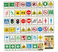 Traffic Signs for Kids 50 Sheets Double-Sided Traffic Flashcards with Back Explanation Child-friendly Educational Paper Flash Cards for Home, Preschool