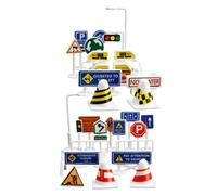 Traffic Signs For Kids - Portable 28 Pieces Educational Learning Game | Kids Traffic Light Set, Interactive Road Safety Play Kit, Indoor Outdoor Classroom Birthday Halloween Easter Garden Activity To