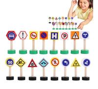 Traffic Signs for Toys, Road Signs Toys | 16x Toy Road Signs Playset - Early Learning Game, Pedestrian Crossing Signs, Safety Game