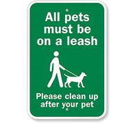 Traffic street sign all dogs must be on a leash please clean up after pet warning signs for outdoor sign 8×12 INCH