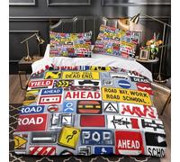 TrafficSigns Comforter Cover 3D Print Hypoallergenic 3PCs Bed Linen Hidden Zipper UrbanStreetDesign Quilt Cover Extra Soft All Season for Teens Youth Adults Women Kids Boys Double（200x200cm）