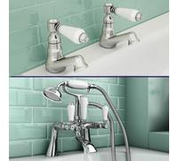 Trafford Basin Brass Taps & Bath Shower Mixer Taps Chrome
