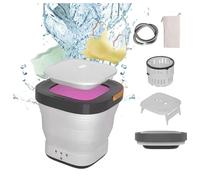 Tragbare Mini Waschmaschine mit 60/80℃ Trocknung und UV Camping Waschmaschine 60 W,Versenkbarer Ablauf für Camping,Reisen,Wohnung,White
