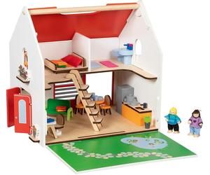 Tragbares Puppenhaus Eco House, mit Zubehör: 30,5 x 23 x 30 cm, Holz, Textil, 54