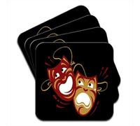 Tragedy and Comedy Theatre Masks Set of 4 Coasters