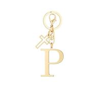 Trageuo Gold Initial Keychain for Women A-Z Letter Cross Charms Keychains Alphabet Key Chain Handbag Accessories Gift for Christian P