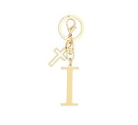 Trageuo Gold Initial Keychain for Women A-Z Letter Cross Charms Keychains Alphabet Key Chain Handbag Accessories Gift for Christian I