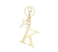 Trageuo Gold Initial Keychain for Women A-Z Letter Cross Charms Keychains Alphabet Key Chain Handbag Accessories Gift for Christian K
