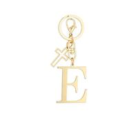 Trageuo Gold Initial Keychain for Women A-Z Letter Cross Charms Keychains Alphabet Key Chain Handbag Accessories Gift for Christian E