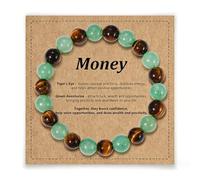 Trageuo Money Bracelet Wealth Green Aventurine Tigers Eye Gemstone Natural Stone Beads for Good Luck Money Attraction Anxiety Relief Jewelry New Year Gift for Mom Dad