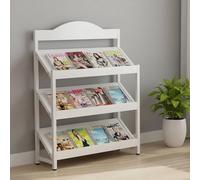 TRAGLO 3/4-Tier Magazine Rack, Large Capacity Brochure Display Stand, Modern Floor Magazine Holder Bookshelf for Exhibitions, Office, Schoolroom(White,80x30x120cm)