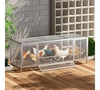 TRAGLO Chicken Cag, Metal Chicken Run Coop Pen House Ventilation Poultry Cage for Outdoor and Backyard(Silver,150x58x62cm)