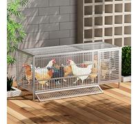 TRAGLO Chicken Cag, Metal Chicken Run Coop Pen House Ventilation Poultry Cage for Outdoor and Backyard(Silver,130x58x62cm)