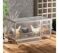 TRAGLO Chicken Cag, Metal Chicken Run Coop Pen House Ventilation Poultry Cage for Outdoor and Backyard(Silver,100x58x62cm)