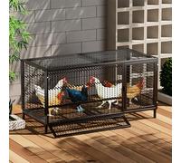 TRAGLO Chicken Cag, Metal Chicken Run Coop Pen House Ventilation Poultry Cage for Outdoor and Backyard(Black,100x58x62cm)