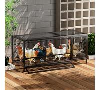TRAGLO Chicken Cag, Metal Chicken Run Coop Pen House Ventilation Poultry Cage for Outdoor and Backyard(Black,130x58x62cm)