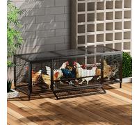 TRAGLO Chicken Cag, Metal Chicken Run Coop Pen House Ventilation Poultry Cage for Outdoor and Backyard(Black,150x58x62cm)