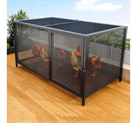 TRAGLO Large Chicken Coops Carbon Steel Poultry Cage Top Skylight Design Pen Chicken Cage with Door for Outside Backyard and Farm(Black,100x58x62cm)