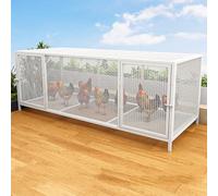 TRAGLO Large Chicken Coops Carbon Steel Poultry Cage Top Skylight Design Pen Chicken Cage with Door for Outside Backyard and Farm(White,147x58x62cm)