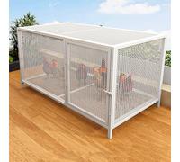 TRAGLO Large Chicken Coops Carbon Steel Poultry Cage Top Skylight Design Pen Chicken Cage with Door for Outside Backyard and Farm(White,100x58x62cm)