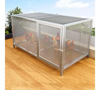 TRAGLO Large Chicken Coops Carbon Steel Poultry Cage Top Skylight Design Pen Chicken Cage with Door for Outside Backyard and Farm(Galvanized,100x58x62cm)
