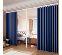 TRAGLO No Drilling Curtain Rods Room Divider Curtains Thermal Insulated Blackout Adjustable Floor to Ceiling Wall Dividers Partition Space Separator(Dark blue,Width2.2m~3.2m)