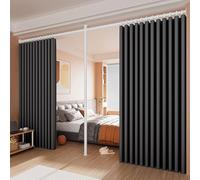 TRAGLO No Drilling Curtain Rods Room Divider Curtains Thermal Insulated Blackout Adjustable Floor to Ceiling Wall Dividers Partition Space Separator(Dark gray,Width3.2m~4.2m)