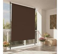 TRAGLO Outdoor Roller Blind with Hand Crank, Manual Retractable Awning, Height Adjustable Vertical Sun Shade Privacy Screen for Backyard, Garden, Patio(Brown,150cm(59in))