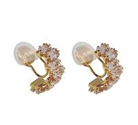 Tragus Earrings for Women Gold, Pretty Earrings Geometric Irregular Ear Clips Cubic Zirconia Clip On Earrings Rectangular Lightweight Jewelry