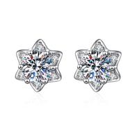 Tragus Stud Earrings for Women, Silver Earrings Trendy Star with Cubic Zirconia 9.6X11mm for Aunt Prom Jewelry Fashion
