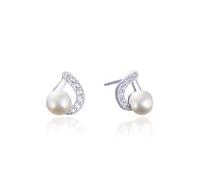 Tragus Stud Earrings for Women, Stud Earrings for Women 925 Silver Pearl and Cubic Zirconia on the Hollow Out Waterdrop 10X8mm for Sister Birthday