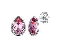 Tragus Stud Earrings for Women, Stud Earrings for Women Sterling Silver Pink Crystal Water Drops for Aunt Wedding Jewelry Popular